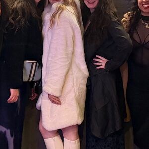 Forever 21 White Faux Fur Coat